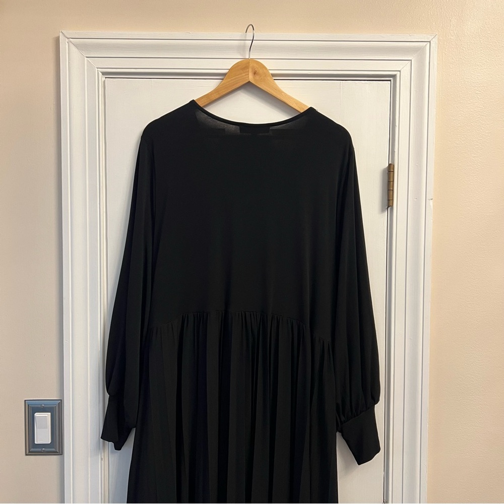 NEW $110 Eloquii Knot Front Pleated Skirt Dress Black Stretch Jersey Midi 24 - Picture 8 of 16